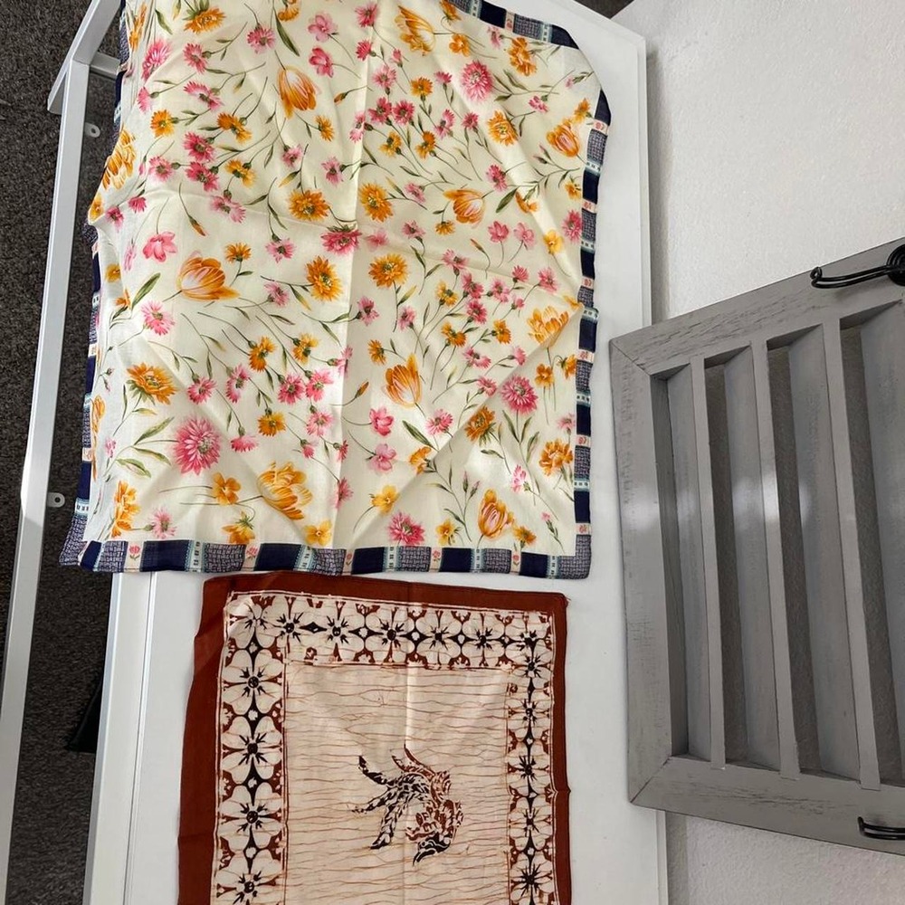 Multi-colored floral print handkerchief